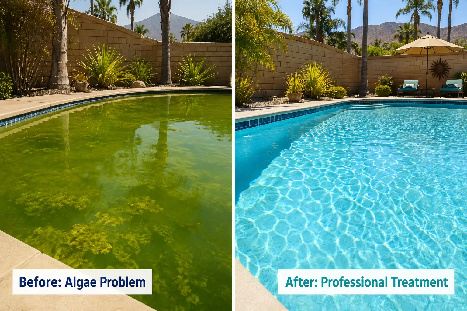 Green pool algae treatment and restoration service in Riverside CA